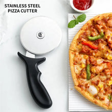 Laden Sie das Bild in den Galerie-Viewer, Pizzaschneider Profi Pizzaroller Edelstahl Pizzamesser Pizza-Roller 23cm ø