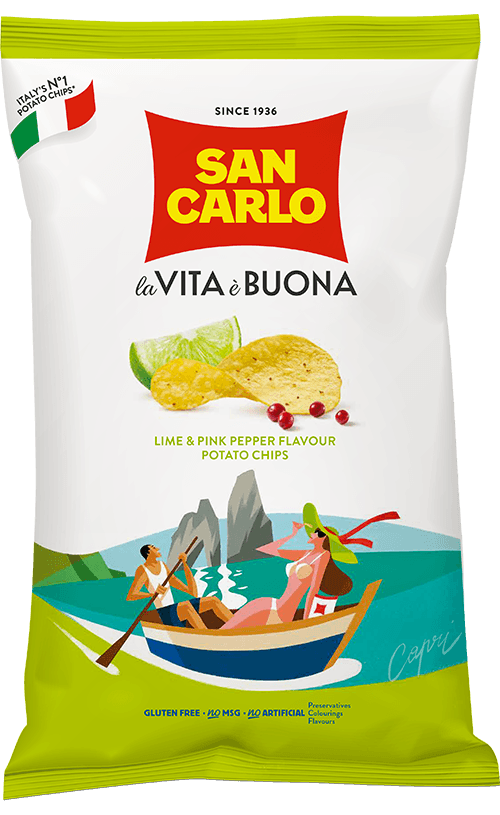 San Carlo più gusto Limette & rosa Pfeffer Chips  50 g